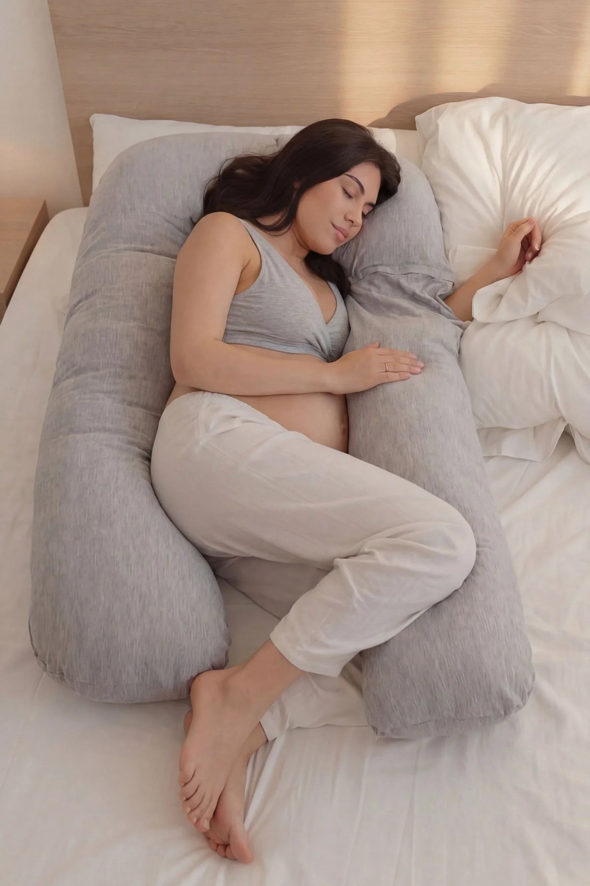 U_shaped_pregnancy_pillow_gray_jersey